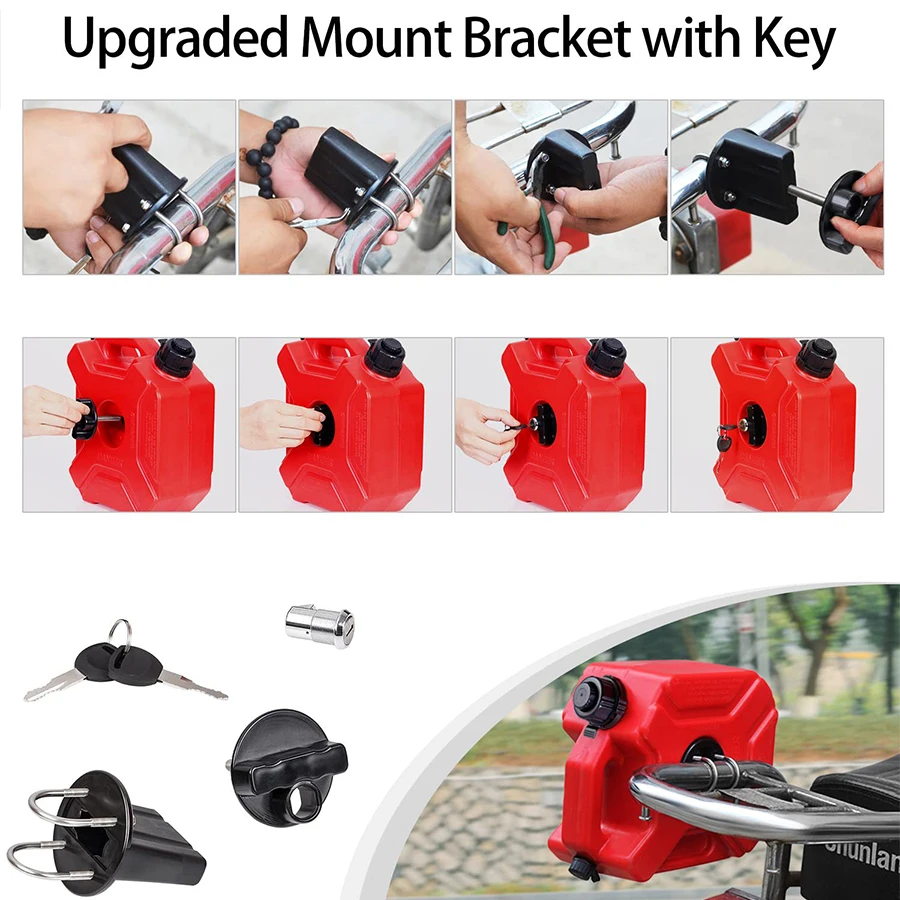 High Strength ABS Motorcycle ATV Car 5L Red Black Water Gas Diesel Petrol Fuel Pack Tank