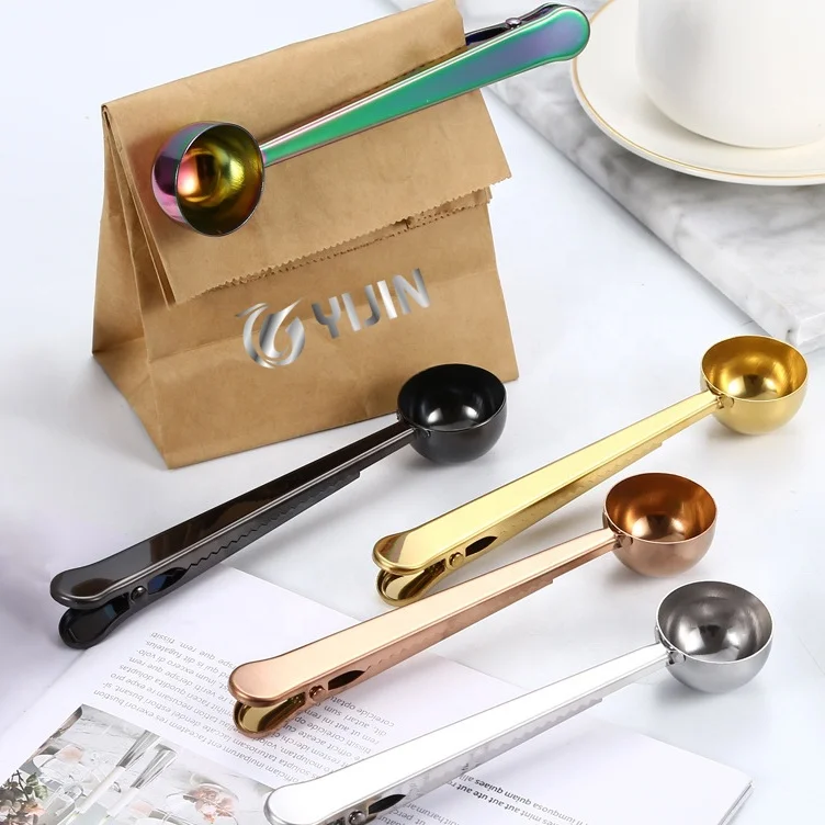 Домашний инструмент пищевая металлическая кофейная чайная зерна 2 в 1 ложка из нержавеющей стали мерная с зажимом для