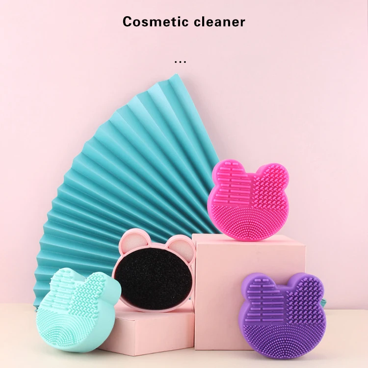 
Silicone Brush Cleaner Make Up Brushes Cleaning Mat Portable Suction Cup Makeup Brush Cleaning Tool 
