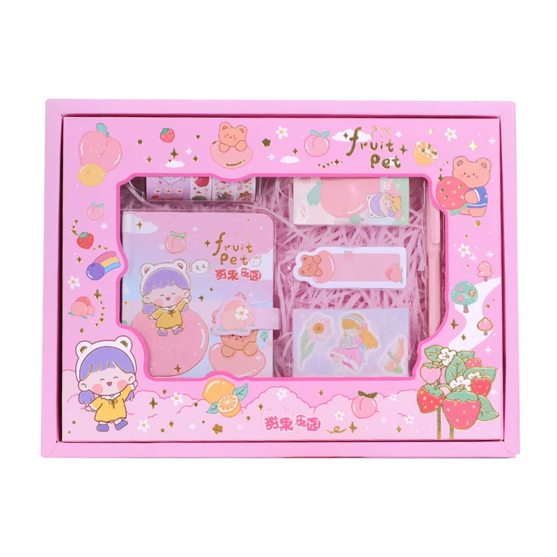 Kawaii набор канцелярских принадлежностей A6 цветная Страница Блокнот подарочный