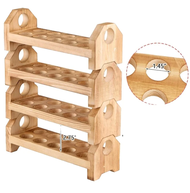 On sale Wooden Fresh Egg Rack Stackable Storage Basket 2 Tier Egg Organizer for Refrigerator