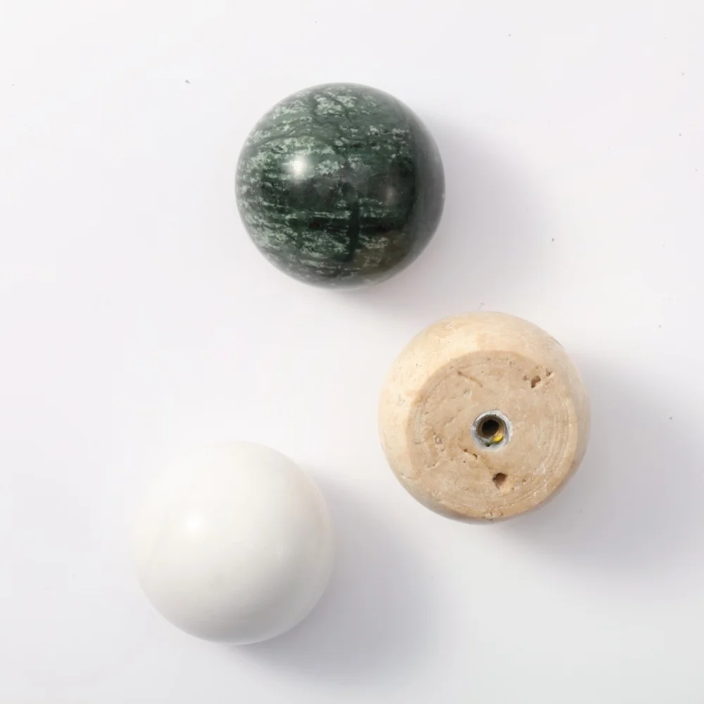Maxery Natural Travertine Stone Knobs, Cabinet Handles Green White Black Marble Balls Cute Wardrobe Door Handle Cabinet Handles