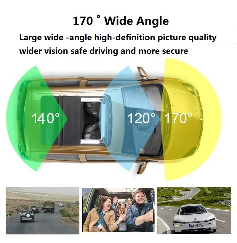 RTS 3 Lens Driving recorder 1080P HD Car DVR Dash Cam Video Recorder with rear camera and motion detection parking guard