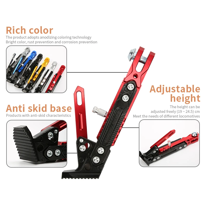 Motorcycle Modified Aluminum Alloy Adjustable Parking Side Support Frame Motorcycle Kickstand CNC Foot Side Stand
