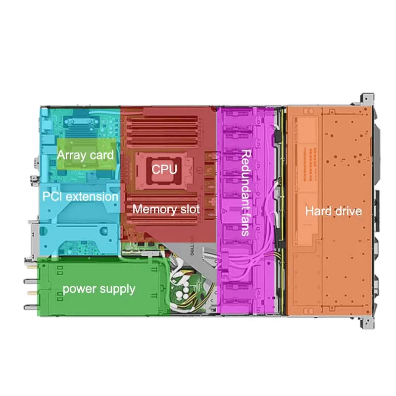 Dells Server R6515 2.5-inch 4/8 Disk 1u Rackmount Server 550W Single Power Supply Supports 1 AMD Processor Support Customization