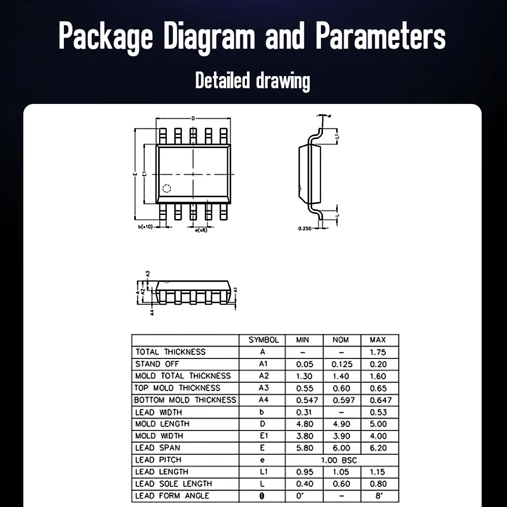 Colorful chasing light chip WS2805/SOP8 single-wire 256 RGBWW five-channel constant-current LED driver IC with a DOUT port of24V