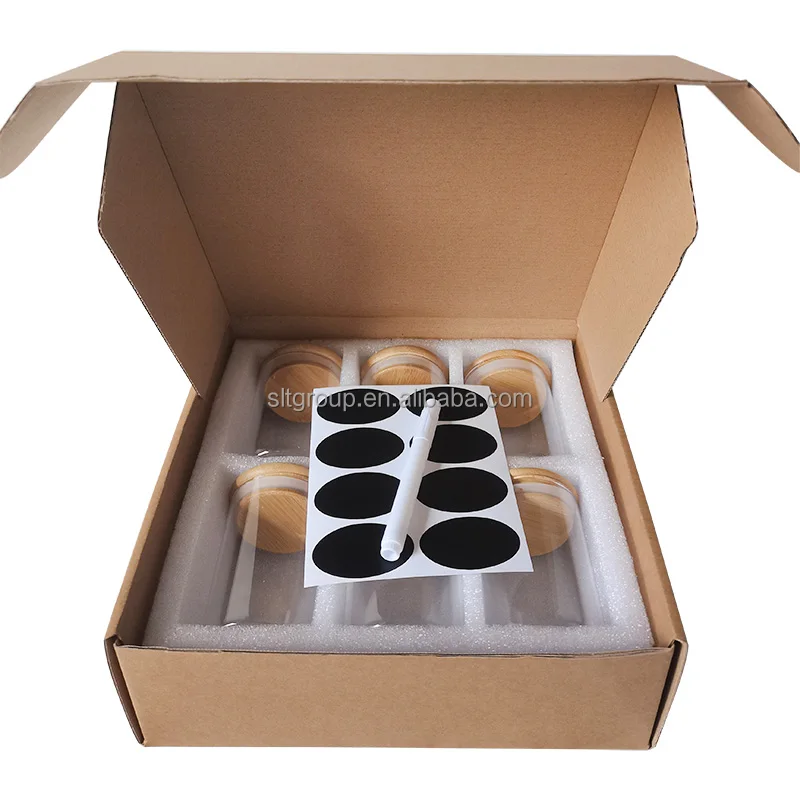 set of 6 square glass jar clear canister for spice season salt sugar pepper