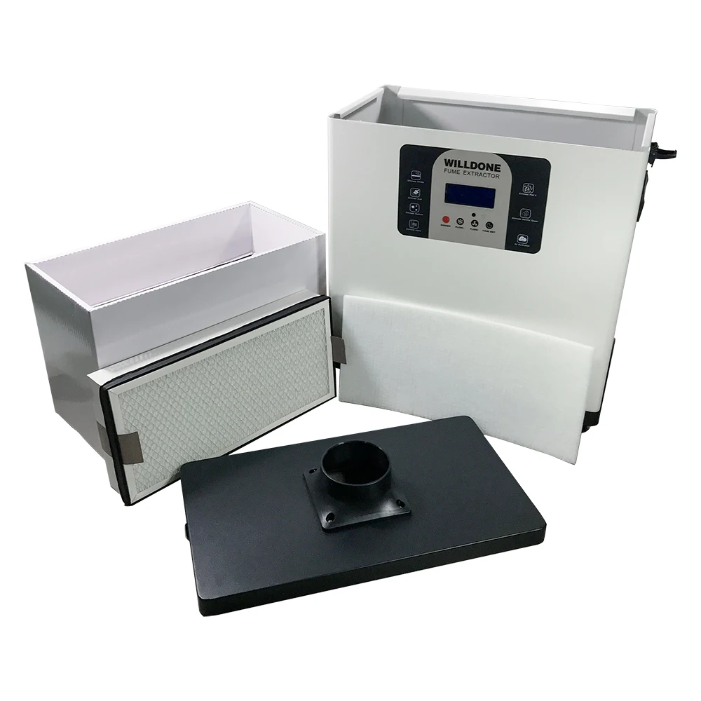 High filtering efficiency welding fume extractor for small workshops