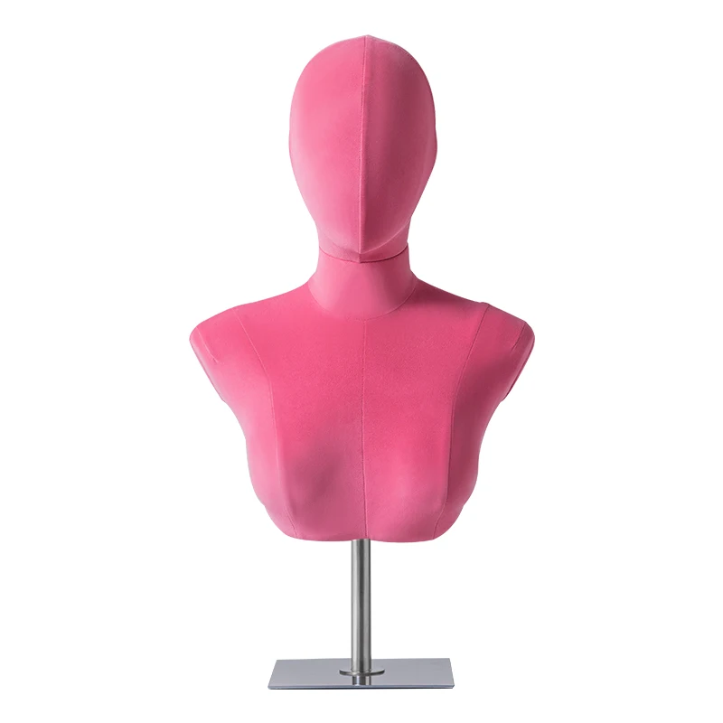 Luxury Jewellery Bust Display Mannequin Wig Display Woman Velvet Mannequin Head with Shoulders