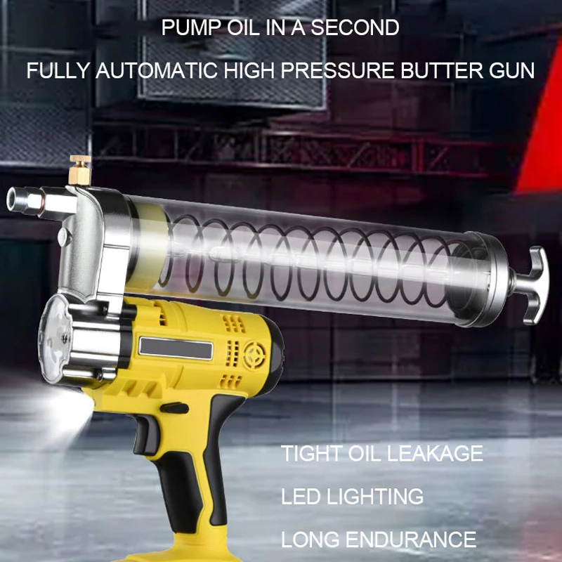 21V Electric grease pump Electric cordless grease gun with LED light High pressure excavator grease gun