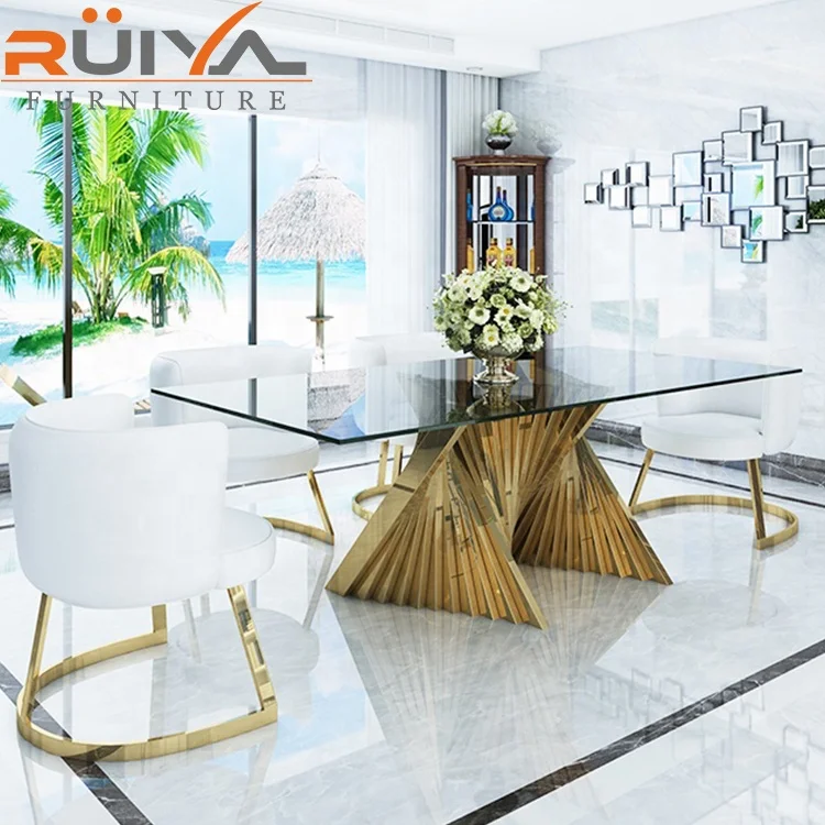 American design popular dining room furniture gold frame marble top dining table luxury