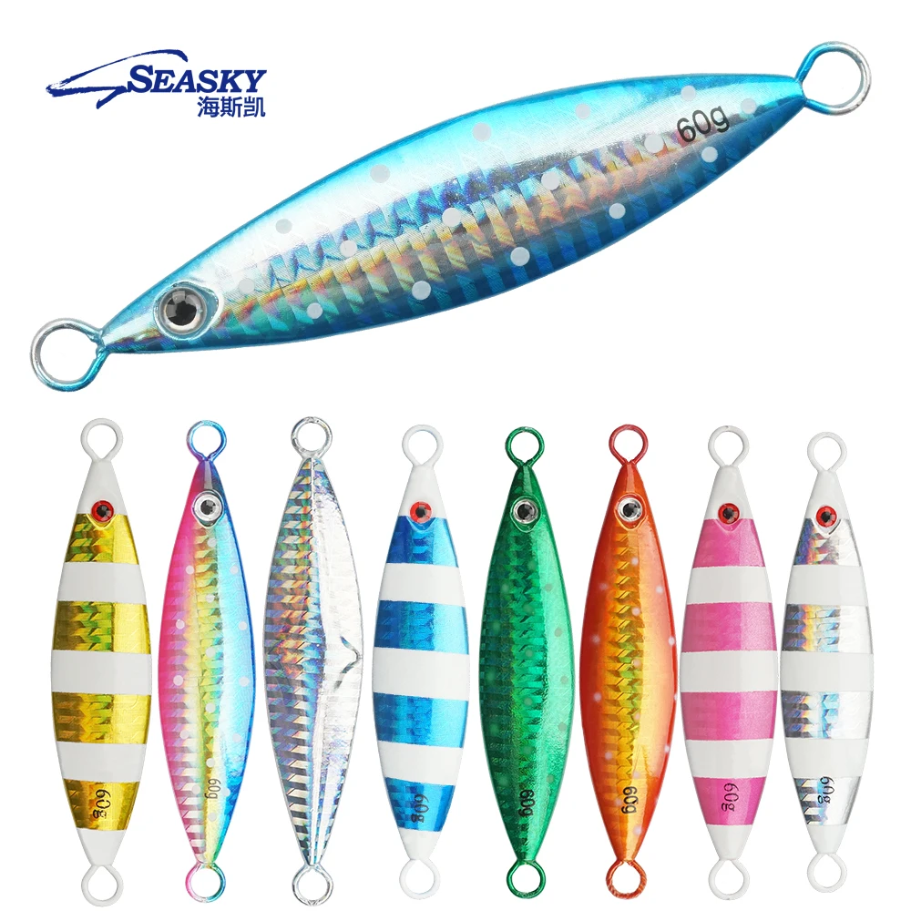 seasky metal jigging 20g 30g 40g 60g 80g 100g 120g 150g 200g lead fish sinker jig lure rock ocean beach DUO