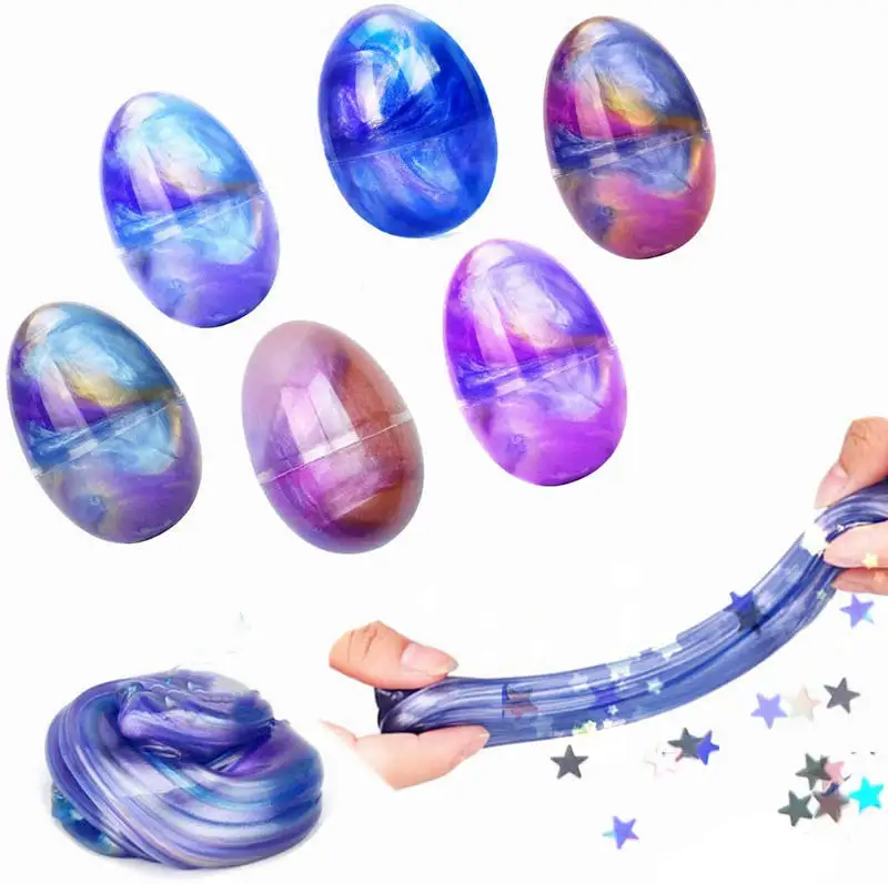 Stress Relief DIY Soft Slime Clay Squishy Stretchy Easter Egg TOY SLIME Galaxy Putty Slime Sensory Toy For Kids