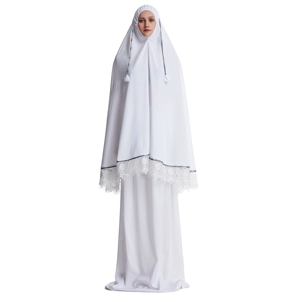 Dubai Perlage Veil Kaftan Style Dressing Gowns Muslim Dress Women Islamic Clothing 2 piece traditional muslim clothing Abaya