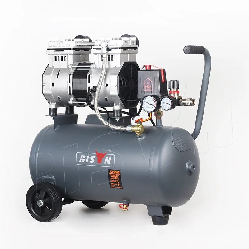 Bison China Oem 1kw 0.7mpa 24 Liter Low Noise Oil Free Air Compressor Silent 50db