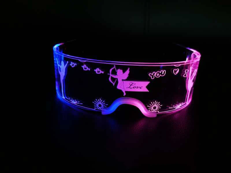 MADESHINE Luminous Acrylic Robert Halloween Party Decoration Glow in The Dark Lighting Cyberpunk Flashing Neon LED Glasses