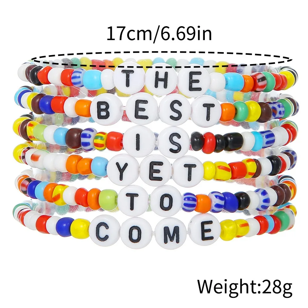 Factory Wholesale Bohemian Style Positive Energy Letter Bead Bracelet Fashion Color Seed Pearl Bracelet