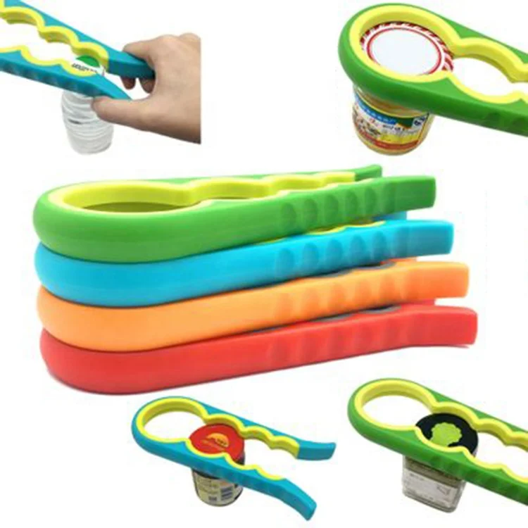 
New adjustable colorful Multi-function 4 In 1Manual Plastic Jar Can Bottle Opener 