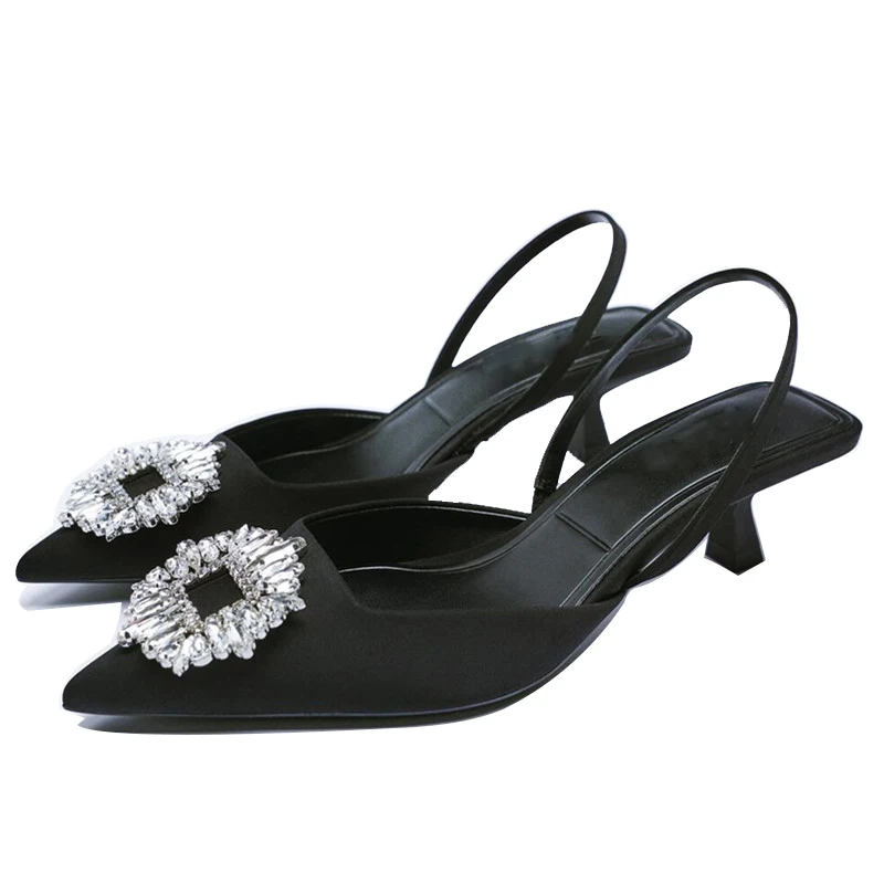 New Design Women High Heels Pumps Elegant Thin Heels Pointed Toe Crystal Diamond Sandals Wholesale party wedding dress Ladies