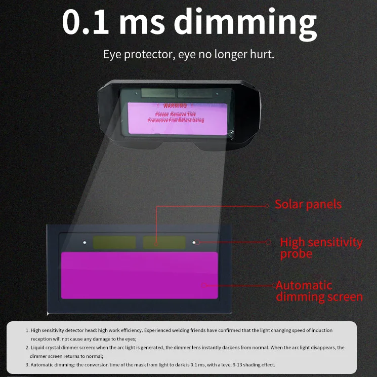 Professional Auto-Darkening Welding Glasses Black Athermal Safety Goggles PC ANSI Z87.1 Certified Anti-Impact Eye Protection