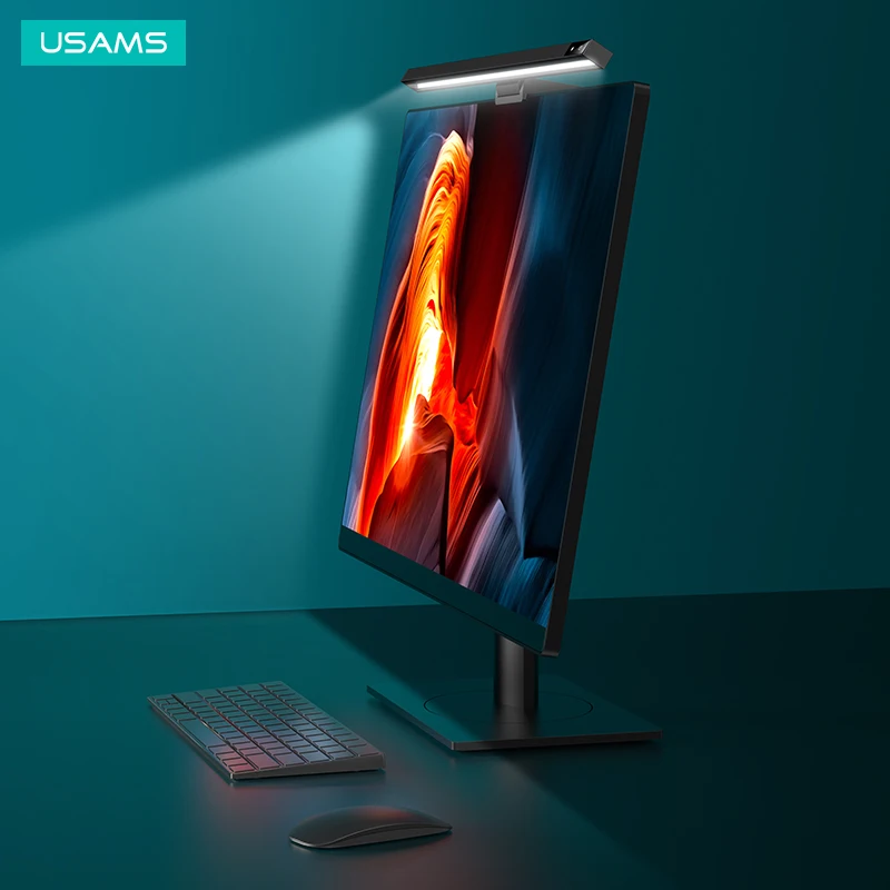 USAMS LED экран Защита глаз офисное чтение умная настольная лампа три цвета регулируемый компьютерный монитор подвесной