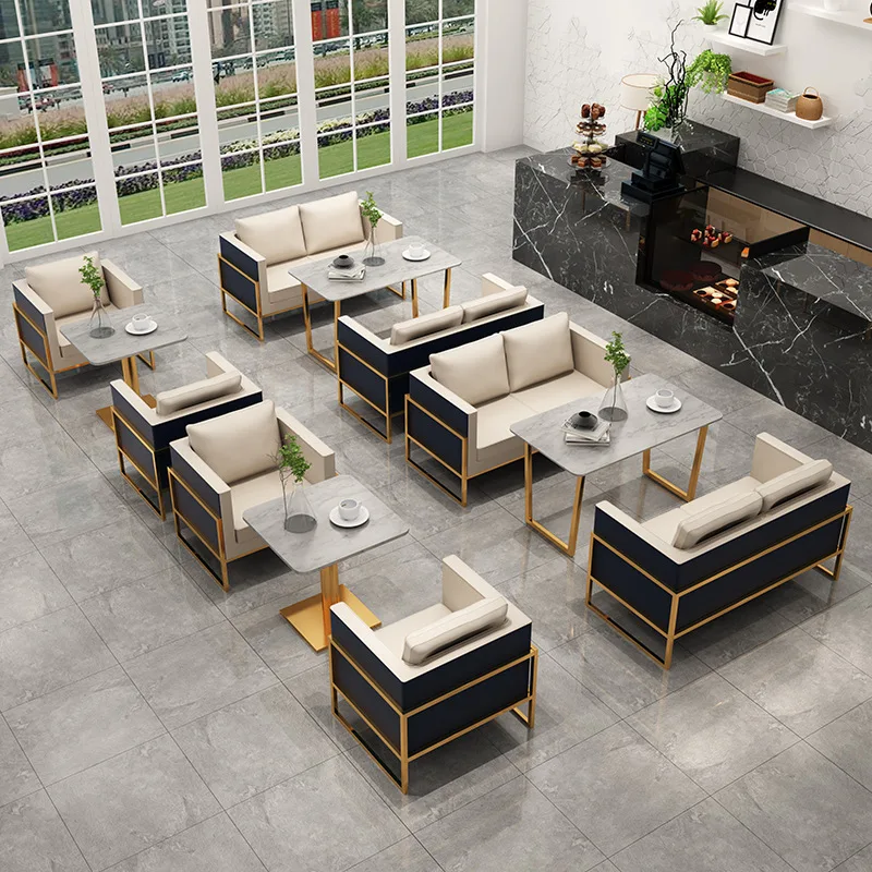 Modern Sales Office Negotiation Company Office Building Hotel Reception Rest Lounge Box Lobby Chair Table Sofa Furniture set