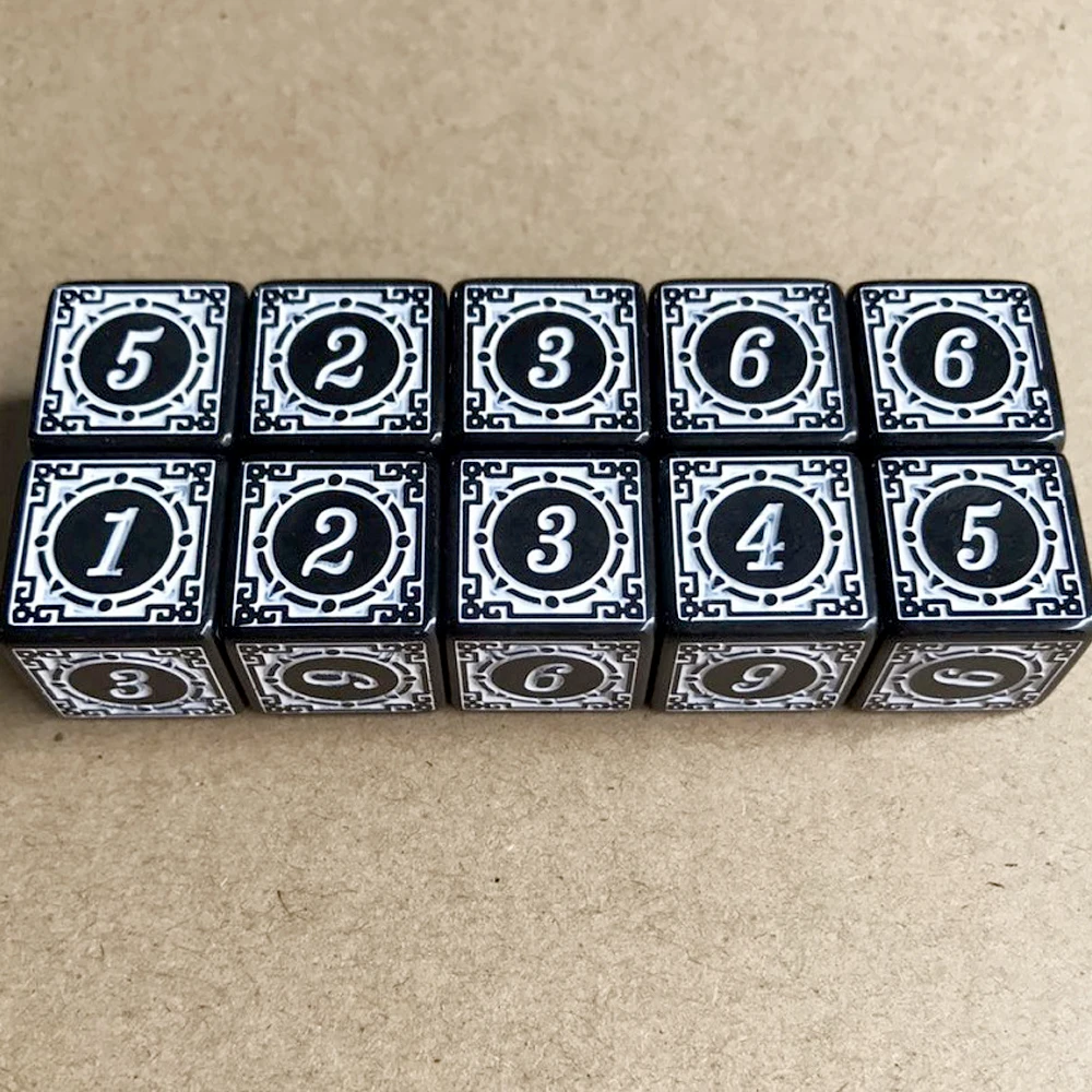 D6 New Pattern Custom Dice 16MM Acrylic Number Right Angle Dice Game Antique Pattern Board Game