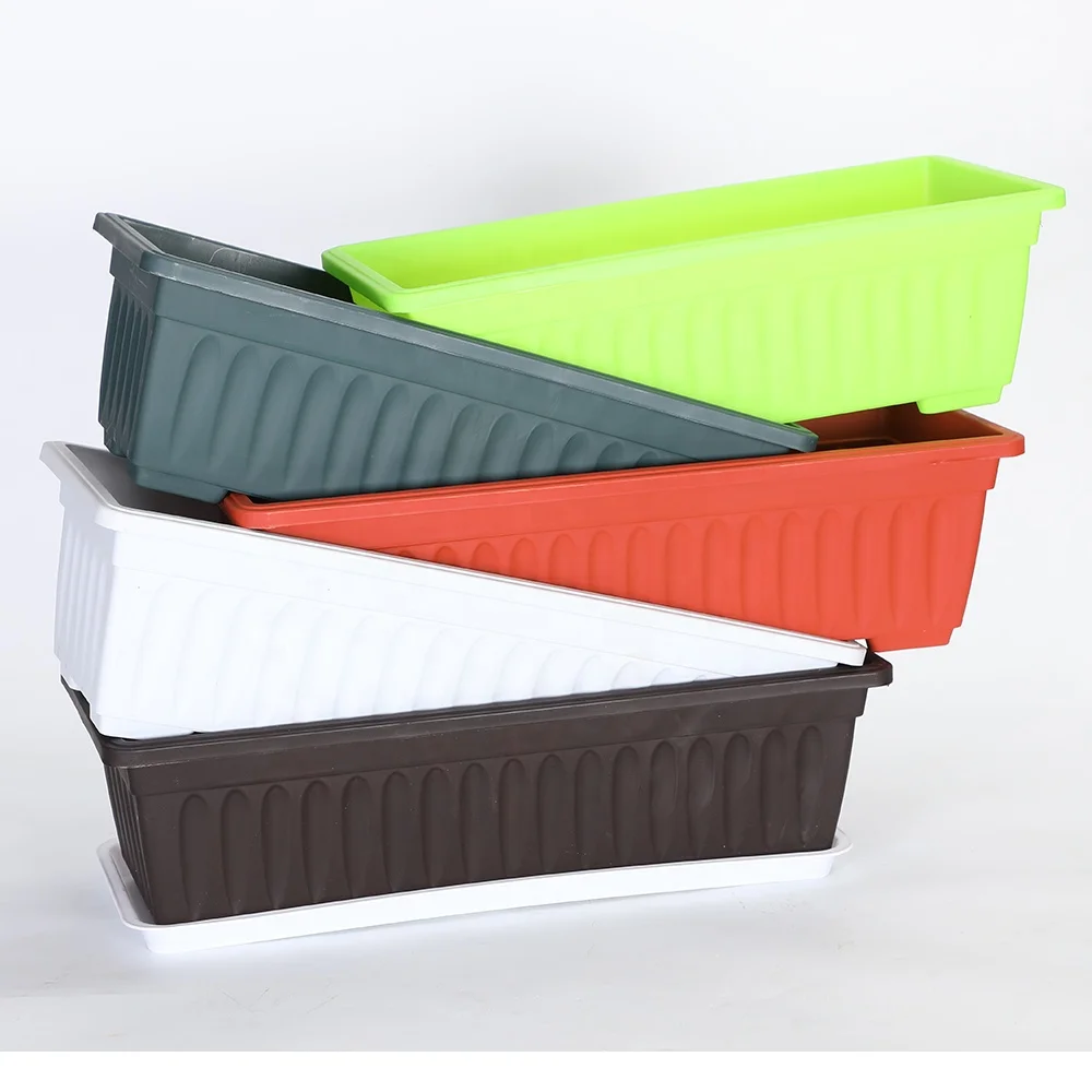 Cheap rectangular plastic flower pot PP resin rectangle planter