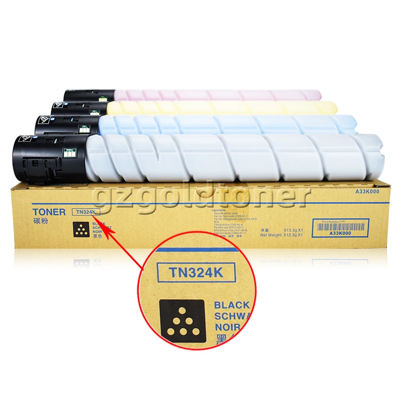 Hot selling TN324 JAPAN toner cartridge for konica minolta bizhub C258 C308 C368 clor copier TN324C TN324K TN324M TN324Y