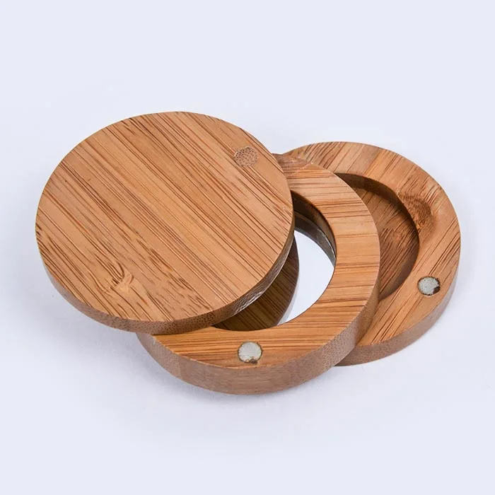 Custom logo empty makeup palette eye shadow blush powder combo bamboo case private label eyeshadow palette with mirror