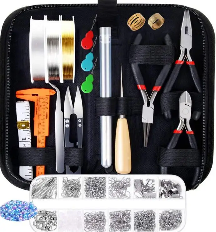 Jewelry Making Supplies Kit with Tools Wires and  Findings for Jewelry Repair and Beading