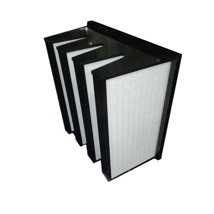 ABS frame F9 V-bank filter 592*592*292mm 4V hepa filter with mesh layer