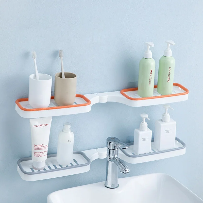 Bathroom Washroom No Punching Sink Corner Shower Shampoo Multifunctioal Storage Racks Shelf With Suction Cup Accessories