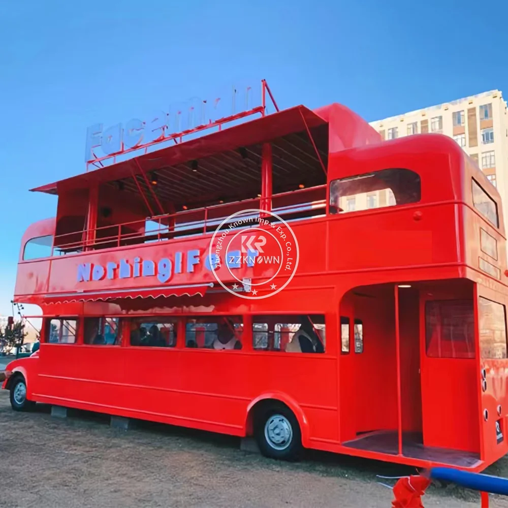 2024 Mobile Restaurant Container Design Cafe Trailer Truck With Veranda Fully Equipped Pizza Food Truck