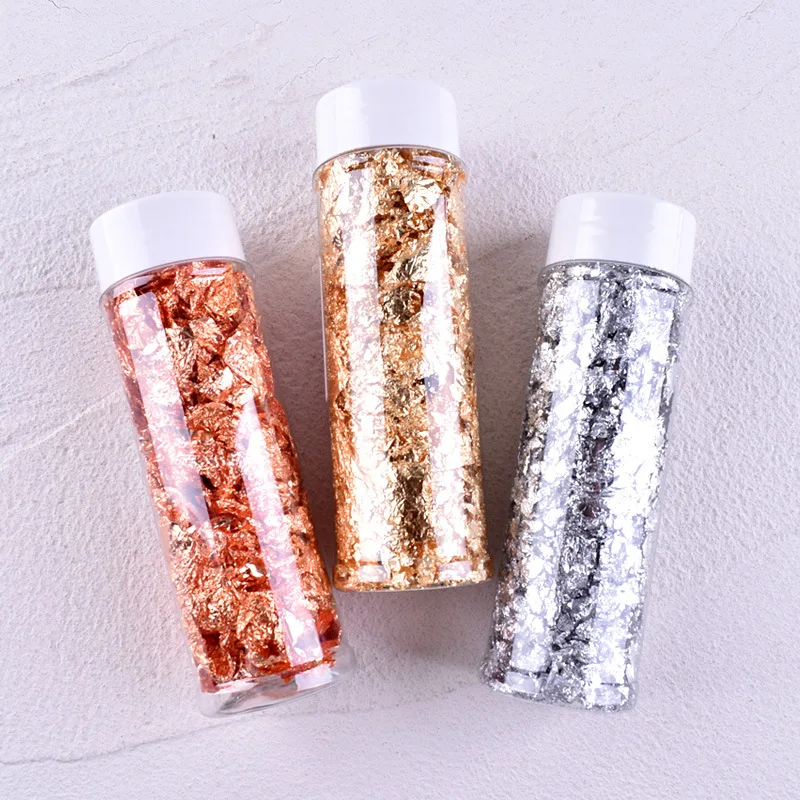 2g/3g/5g Decorative Gold Leaf Flakes for Gilding DIY Nail Art Decor Glitters Craft Foil Paper Decorative Gold Leaf
