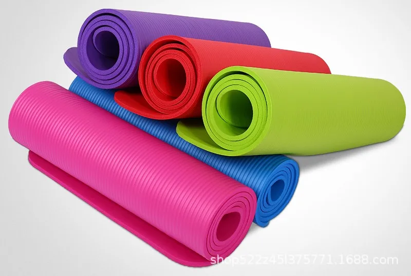 Eco Friendly Cheap Non Slip  Custom Logo 10mm Thick Exercise Fitness Exercise NBR Yoga Mat with Waterproof Surface for Pilates.