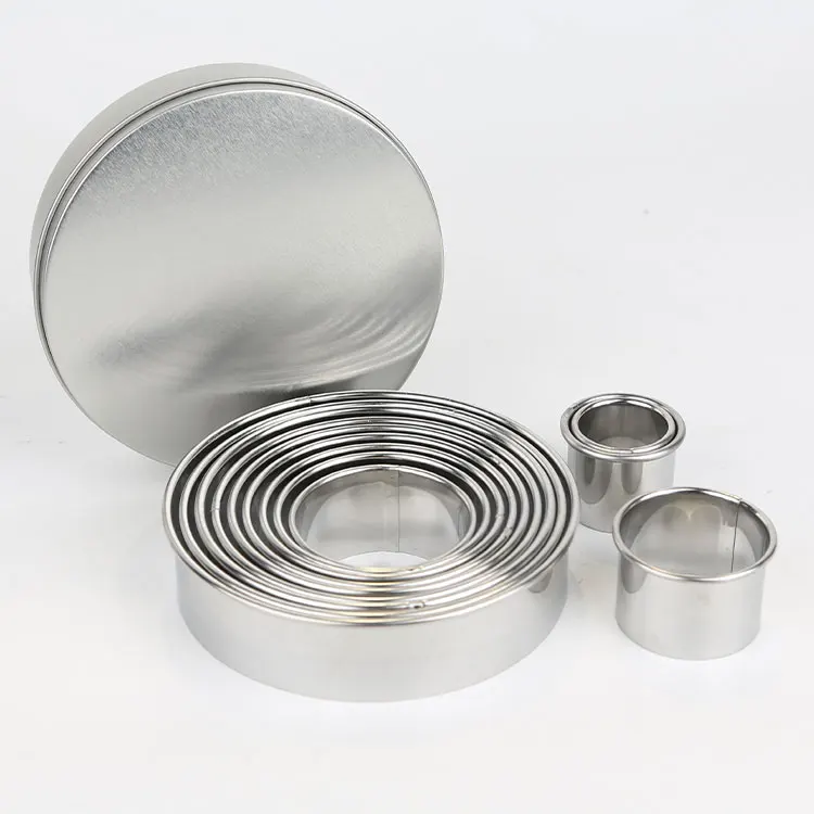 Baking Tools 12Pcs Round Cookie Biscuit Cutter Set Stainless Steel Donut Cutter Ring Molds Graduated Circle For Pastry With Case