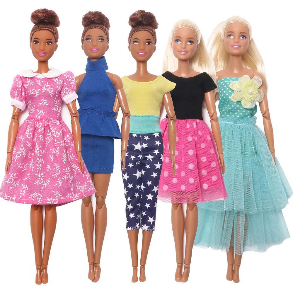 
Princess Doll Fashion Outfit Handmade Daily T-shirt Shorts Clothes For Barbie Doll Noble Dinner Party Dress Accessories 