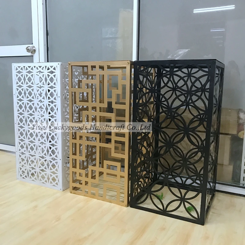 
LK20190816-6 white Wedding walkway pillar square shape flower pattern carved stand for events decoration 