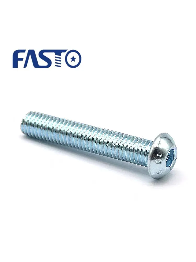 Manufacturer supply zinc plated carbon steel Hex socket Semi-Round head bolts