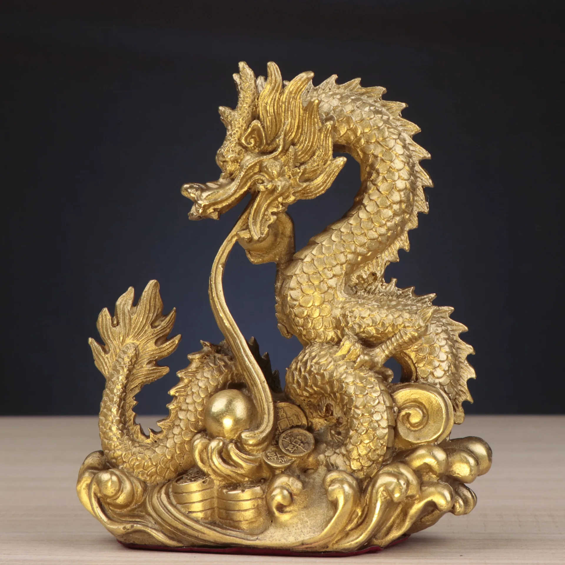 Dragon Sculpture indoor home Decoration Metal Animal Crafts Chinese Dragon Statue