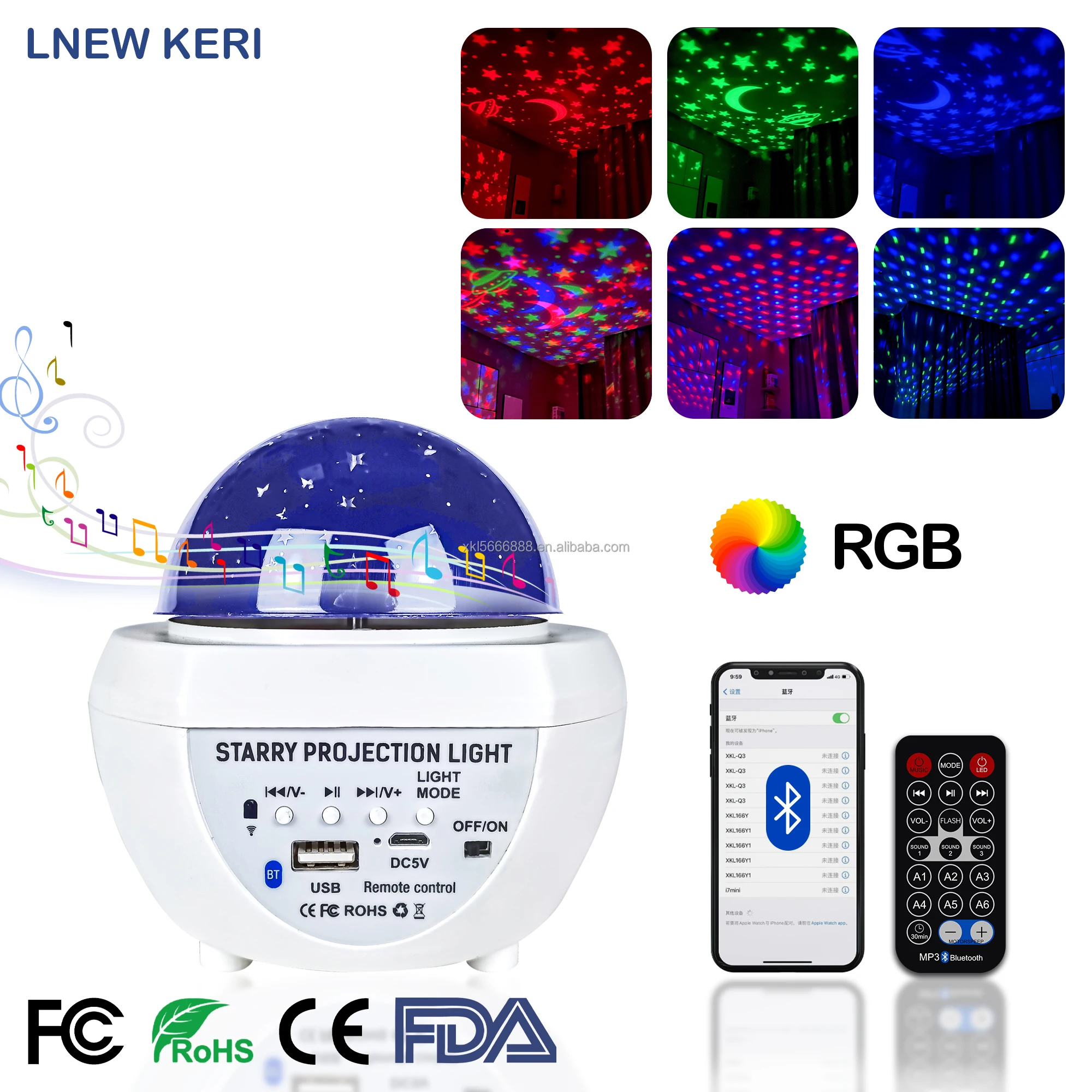 Rotation Star Projector Night Lights Rotating Star Moon Projection Lamp For Room MUSIC lights