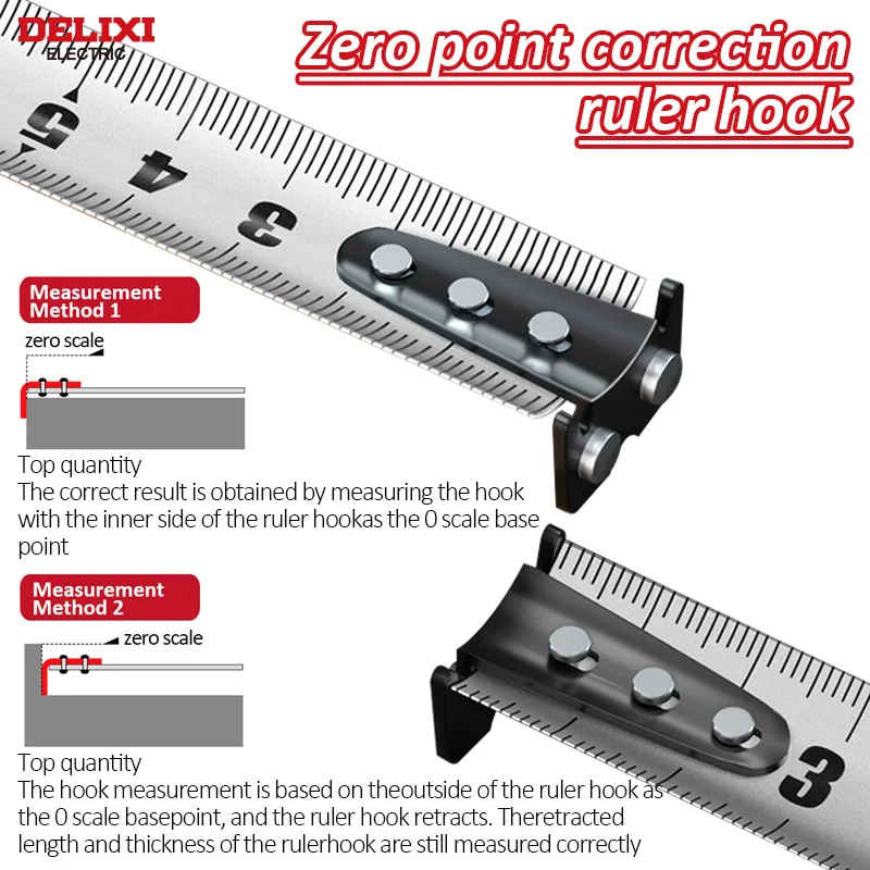Delixi ELECTRIC Anticutting Flim Coating Rubber Coating Shell Steel Tape Measure