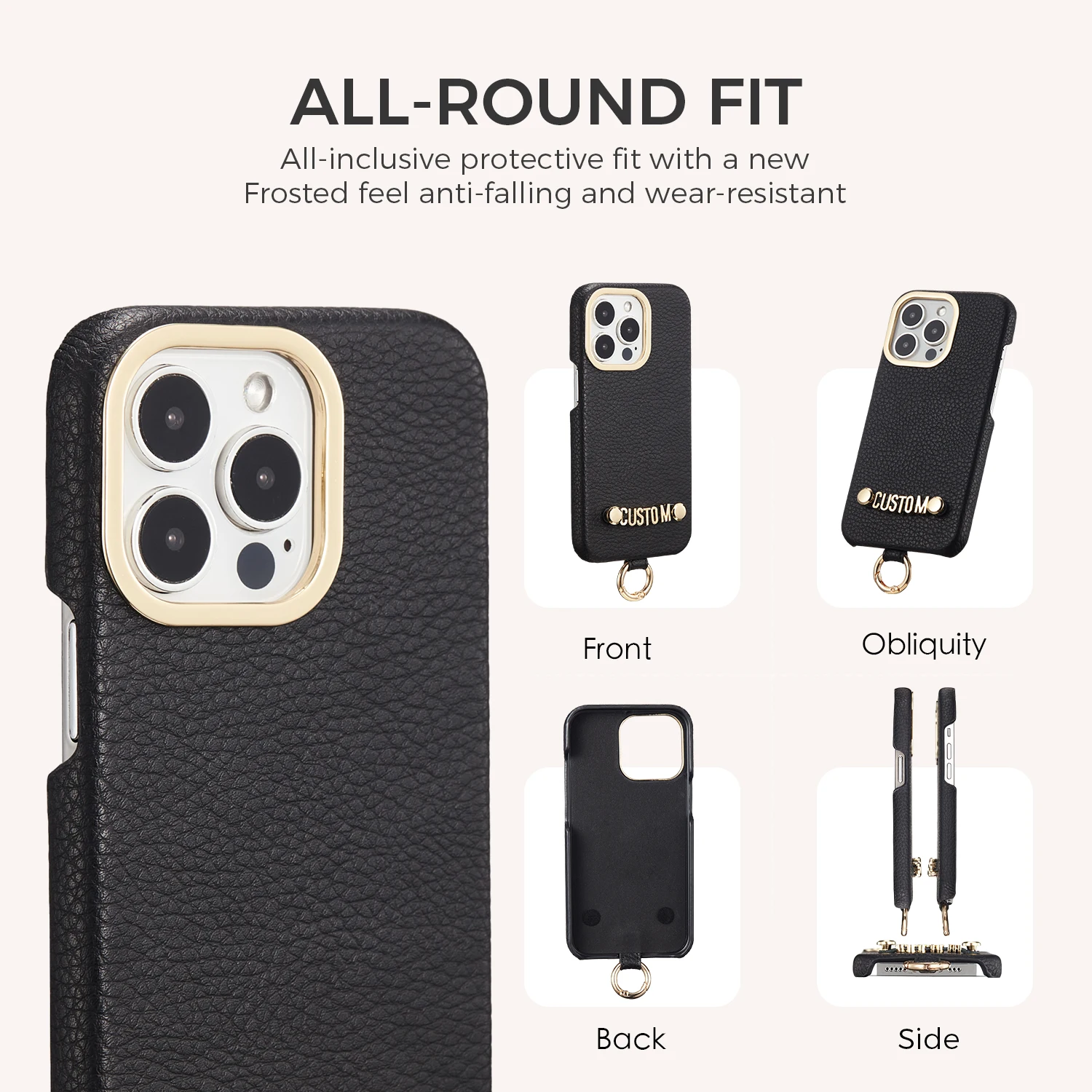 Personalize name mini letters   PU leather phone Strap case Shoulder strap  For iPhone 14 14Pro 12 13 XS Max  14Plus Phone Cover