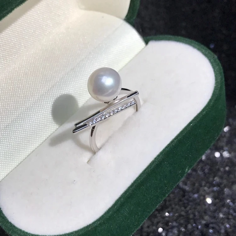 Wholesale fashion jewelry women 925 sterling silver simple flower bread pearl ring diy real bread pearl rings