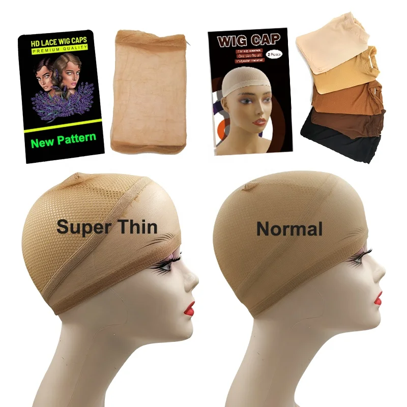 Wholesale 2pcs in 1 bag Free Size Strong Elastic Ultra Thin Transparent Cap Invisible Sheer HD Lace Wig Caps