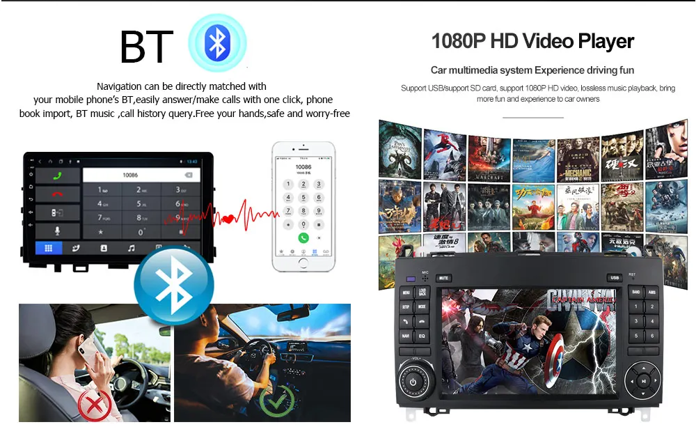 LeLv Android 7 inch car radio BT GPS FM Player for Benz B200