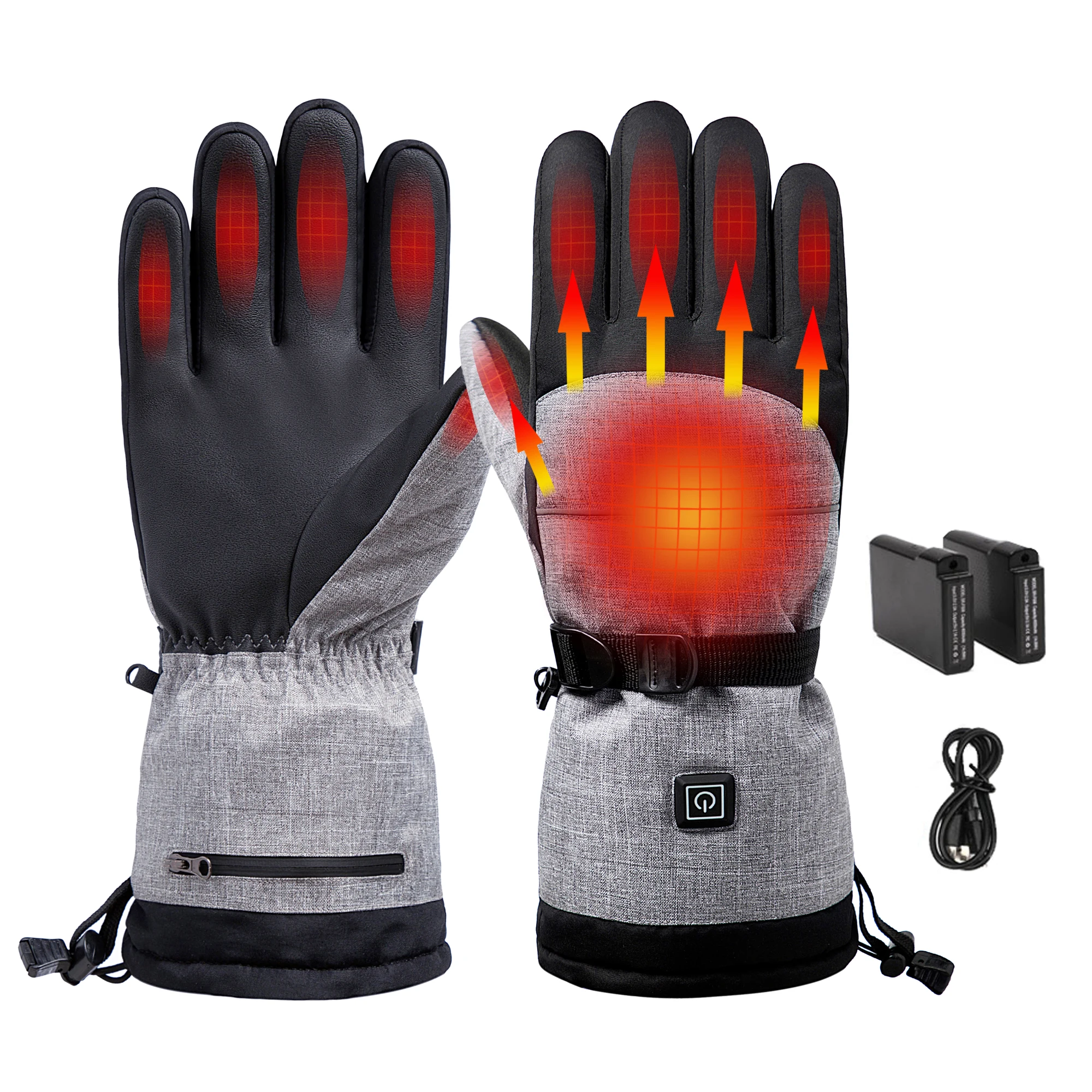 Unisex Battery Waterproof Touchscreen Winter Warm Thermal Glove For Ski Motorcycle 3-Level Temperature Electric Heated Gloves