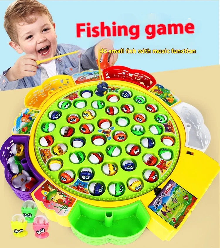 Интерактивный Набор для родителей и детей электрическая рыболовная игрушка 45 пластиковых рыбных блоков с вращающейся рыболовной тарелкой
