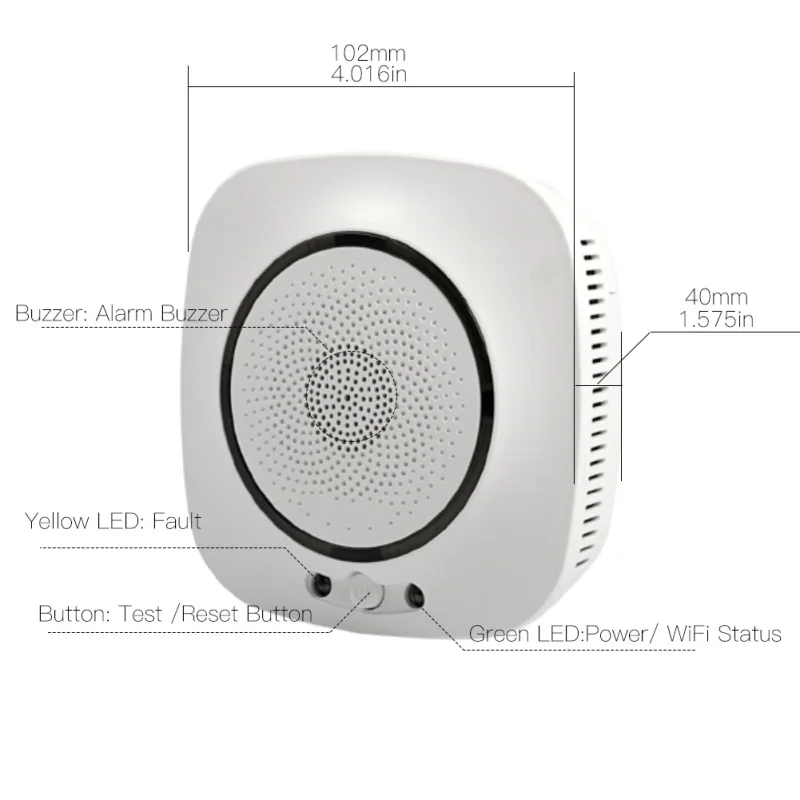 Zigbee/Tuya WIFI Smart Security Carbon Dioxide Detector CO Gas Sensor